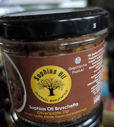 Olivenprodukte Bruschetta (Paprika, Karotte, Kapern u. Traubenmost) Sophias Oil Bruschetta (Paprika, Karotte, Kapern u. Traubenmost)
